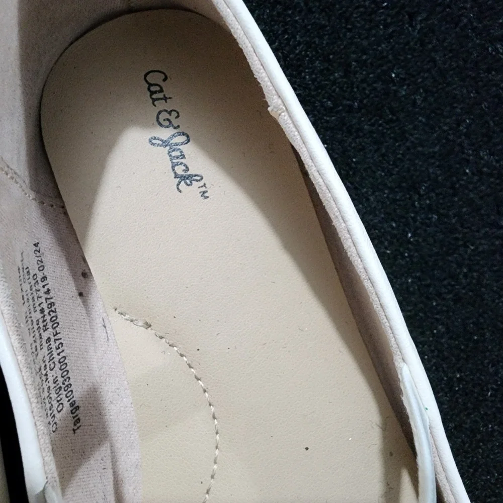 Cat‎ Jack Girls White Studded Ballet Flats Shoes Kids Size 12